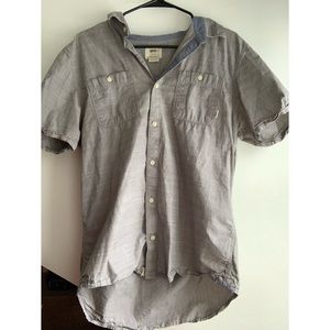 Vans Off The Wall Men’s Button Short Sleeve Gray Shirt 100% Cotton Breathable